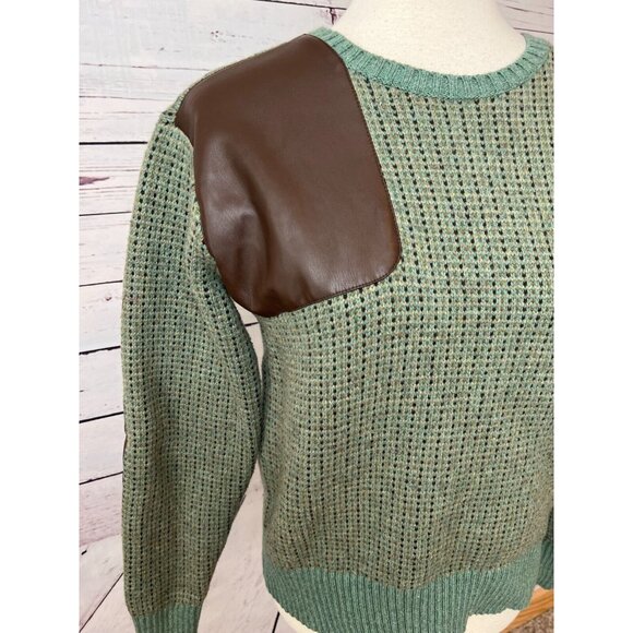 Ralph‎ Lauren Wool Blend Sweater size Medium Black label Leather Elbow Patches - Picture 10 of 11